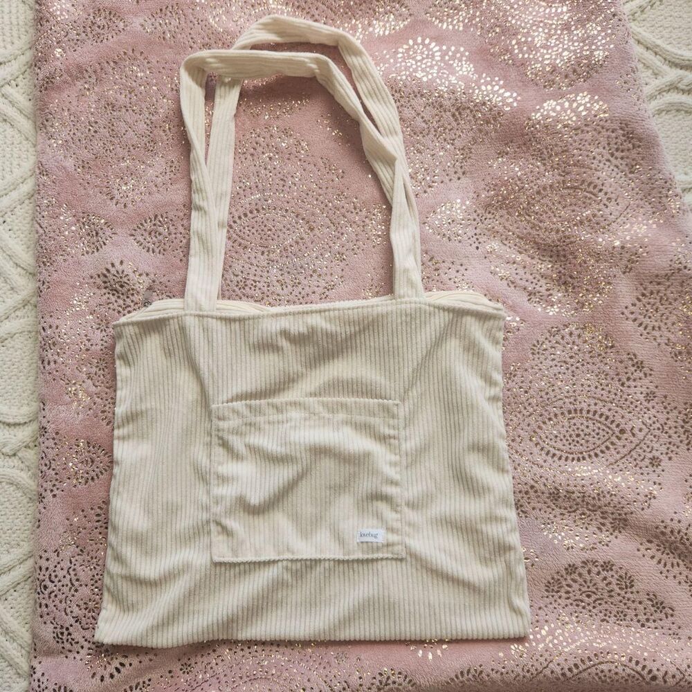 Lovebug Cream Courdoroy Tote Bag